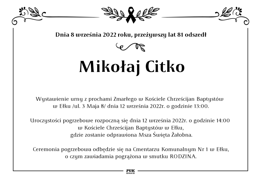 Mikołaj Citko - nekrolog